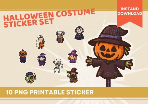 Download Cute Halloween Costume Sticker Set - Premium Bundle