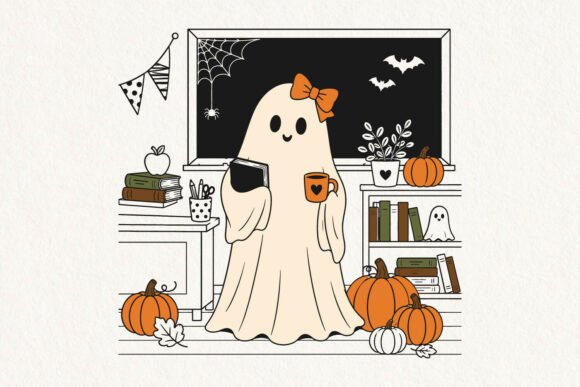 Download Books Pumpkin Teacher Ghost Hallowen SVG - Hallowen svg Collection