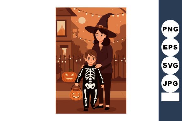 Download Child and Woman in Halloween Costumes Wi - Premium Bundle