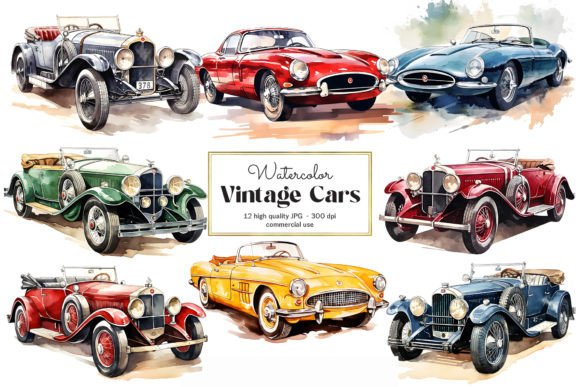 Download Vintage Classic Cars Clipart Set - Cars Collection