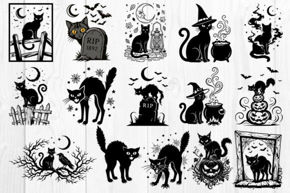 Download Scary Halloween Cat SVG Designs Bundle - Svg design Collection